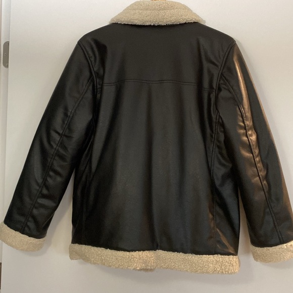 Zara H&M NWOT Biker Moto Sherpa Fur Leather Insulated Jacket Oversized Bloggers - Picture 7 of 16